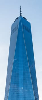 The iconic Freedom Tower, One World Trade Center,  soaring up in the air reaching for the sky