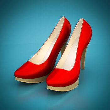 High heel shoes on a blue background