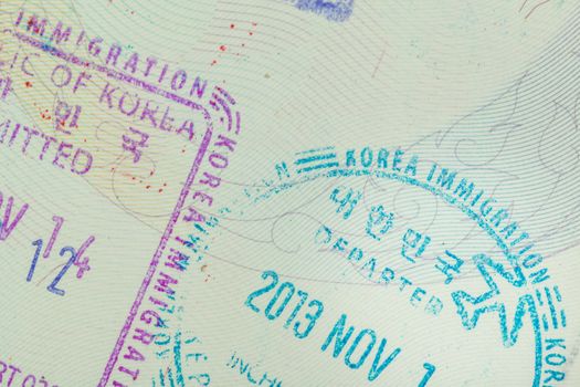 admitted stamp of Korea Visa for immigration travel concept