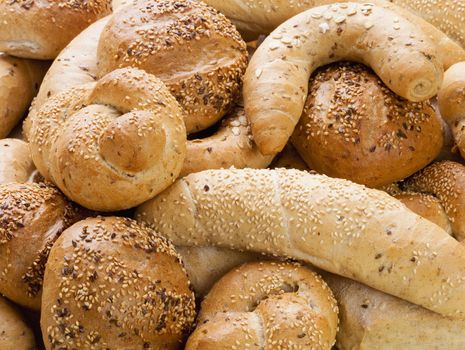 Assortment of Different Breads and Rolls from Bakery