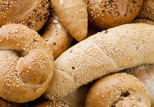 Assortment of Different Breads and Rolls from Bakery