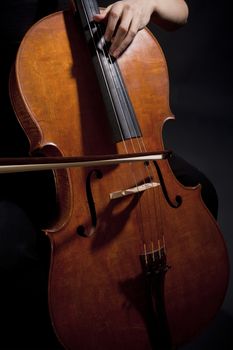 Closeup of a Female Musician Playing Violoncello