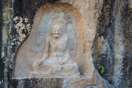 SAKONNAKORN THAILAND - NOVEMBER 28: The famaus monk names "Luang Pu Sook", at Temple names "Wat Thum Pha Dan" in Sakonnakhon, Thailand on November 28, 2014