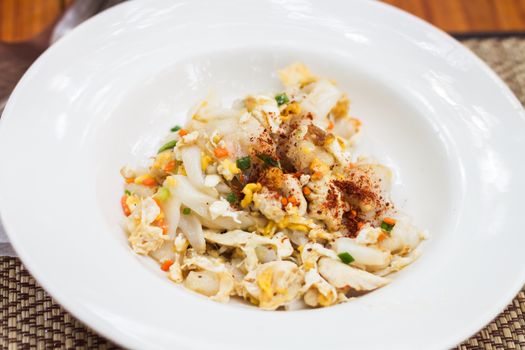 Closeup fried noodle with pork, stock photo