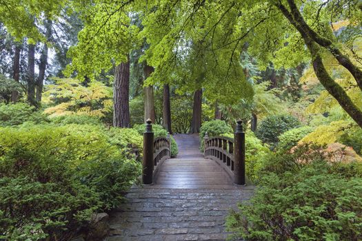 Moon Bridge at Japanese Garden in Portland Oregon