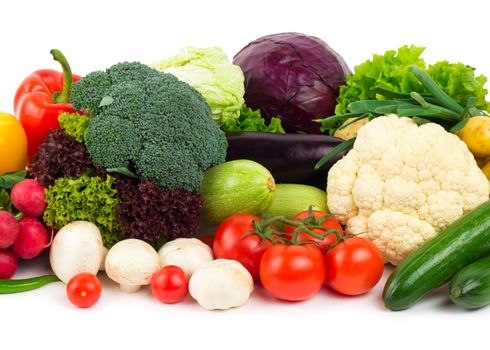 fresh vegetables on the white background