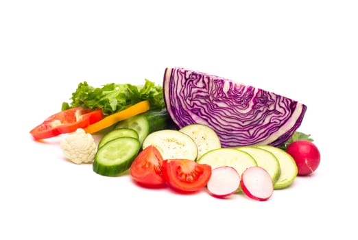 fresh vegetables on the white background