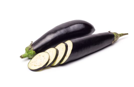 eggplant or aubergine vegetable on white background