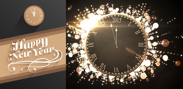 Classy new year greeting against black and gold new year graphic