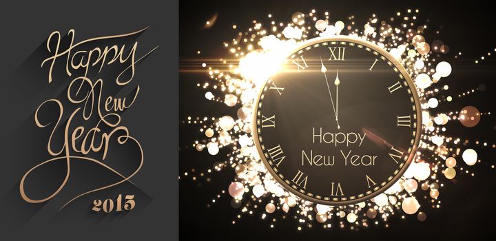 Classy new year greeting against black and gold new year message