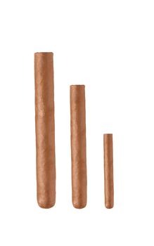 three cigars on white background