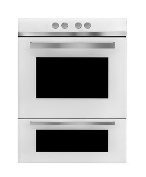 Modern gas cooker on white background