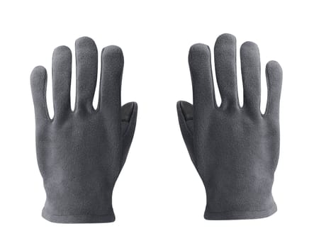 gray polar gloves isolated