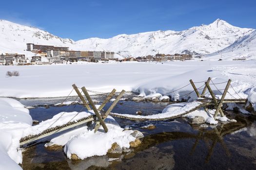 View of Tignes village, France.