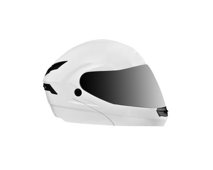 White, shiny motorcycle helmet