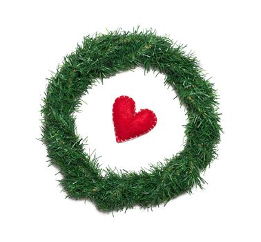 christmas wreath with red heart