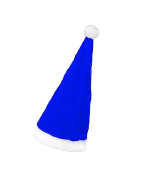 blue Santa Claus hat on white background