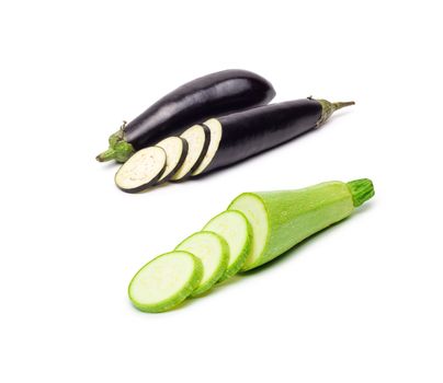 eggplant or aubergine vegetables on white background