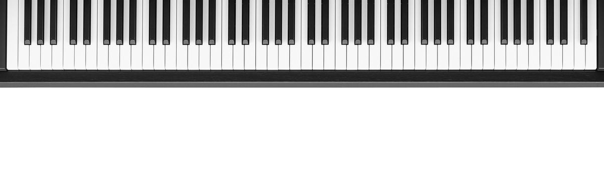 Piano keyboard on white background