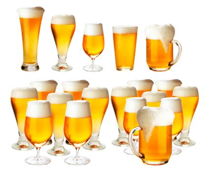 Glasses of beer with froth- excellent quality