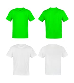 white and green shirts isolated on white