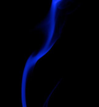 Abstract Fancy Strip of Dark Blue Smoke on Black background