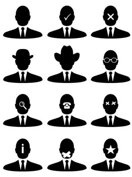Illustrated businessmen with different features