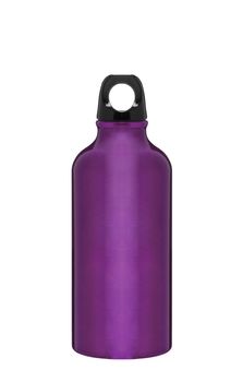 Metal water flask on a white background