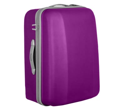 violet suitcase isolated over a white background