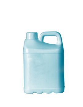 Blue plastic jerry can is isolated on a white background