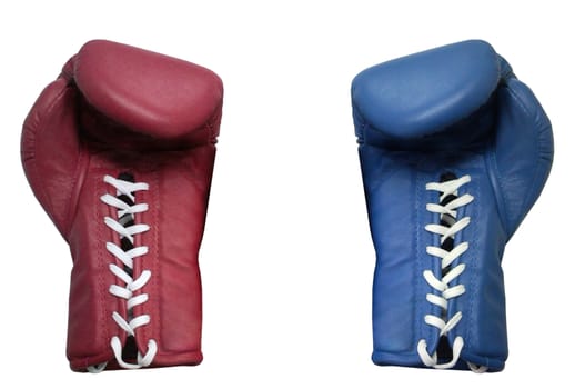 two boxing gloves on a white background close up
