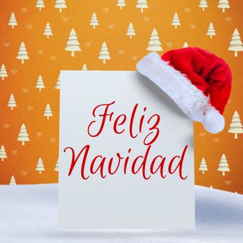 Feliz navidad against orange tree pattern