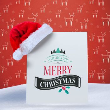 Christmas message against red reindeer pattern