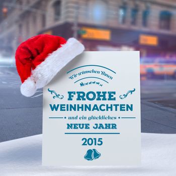 German christmas greeting against blurred new york street