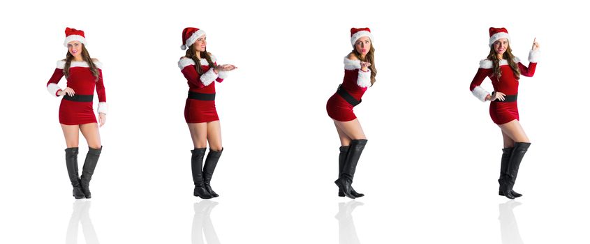 Composite image of different festive blondes on white background