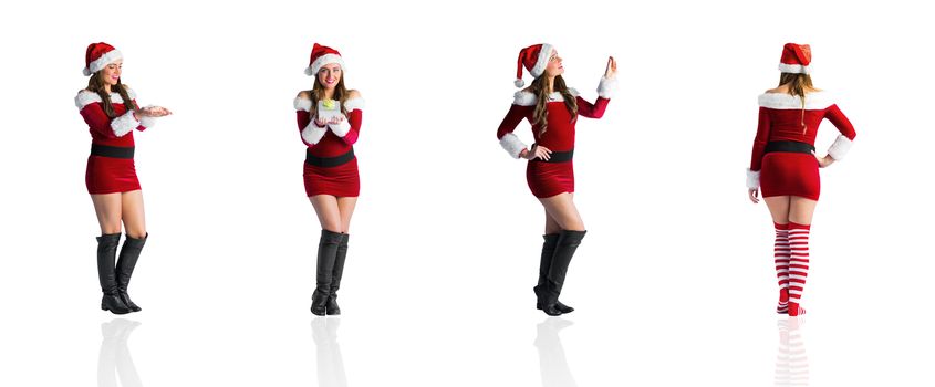 Composite image of different festive blondes on white background