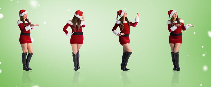 Composite image of different festive blondes against green vignette