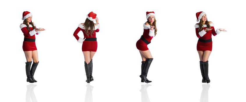 Composite image of different festive blondes on white background