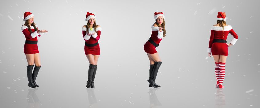 Composite image of different festive blondes against grey vignette