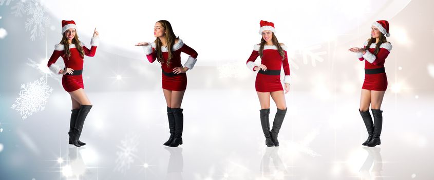 Composite image of different festive blondes against lights twinkling in modern room