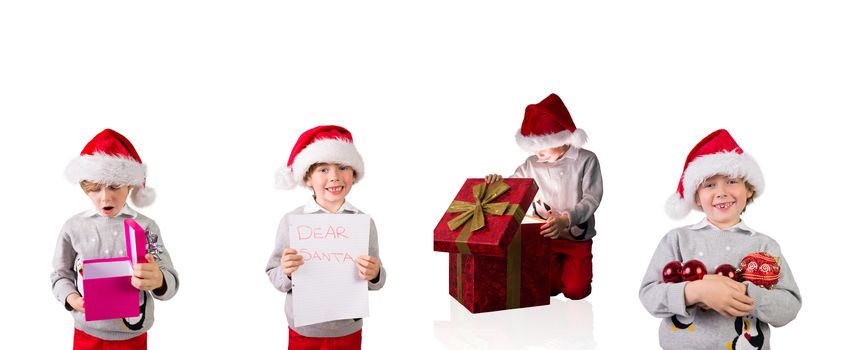 Composite image of different festive boys on white background