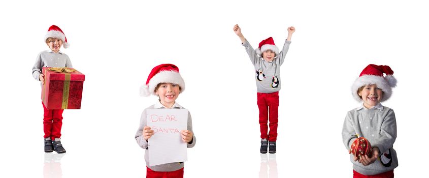 Composite image of different festive boys on white background