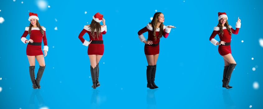 Composite image of different festive blondes against blue background