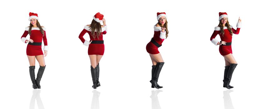 Composite image of different festive blondes on white background