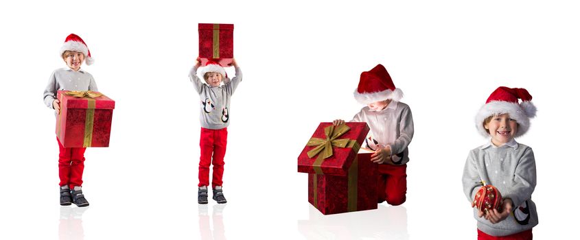 Composite image of different festive boys on white background