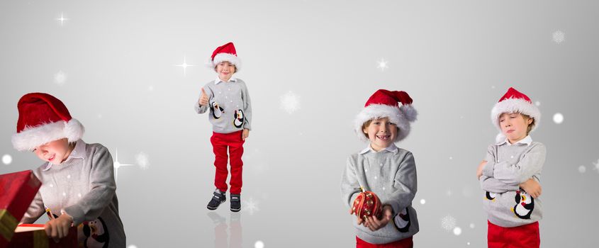 Composite image of different festive boys against grey vignette