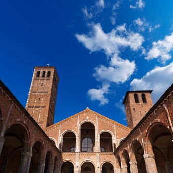 Famous and ancient basilica in Milano, Lombardia, Italy, dedicated to Saint Ambrogio (Ambrose)