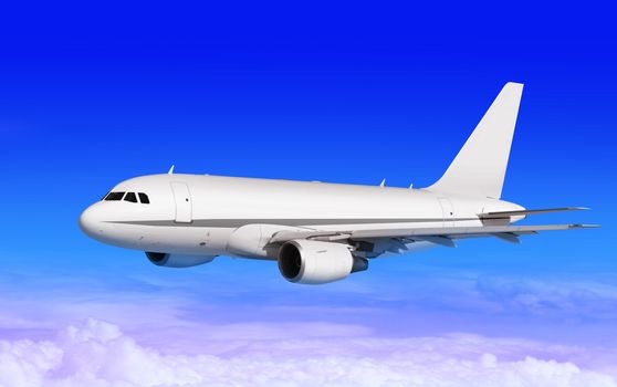 cargo plane on blue sky with white clouds