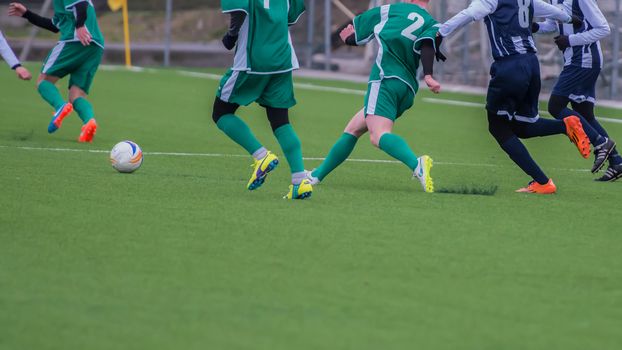 actions in the football field during a game