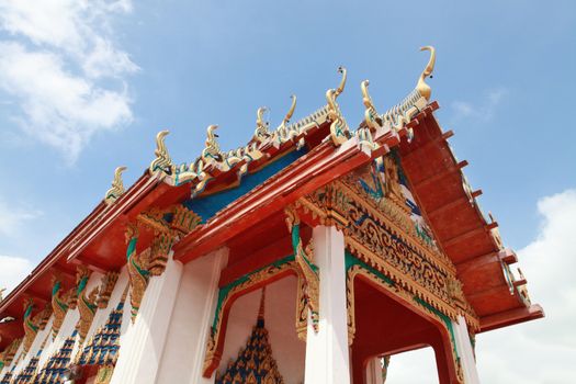 closeup the beautiful Buddhist temple gable, Thailand